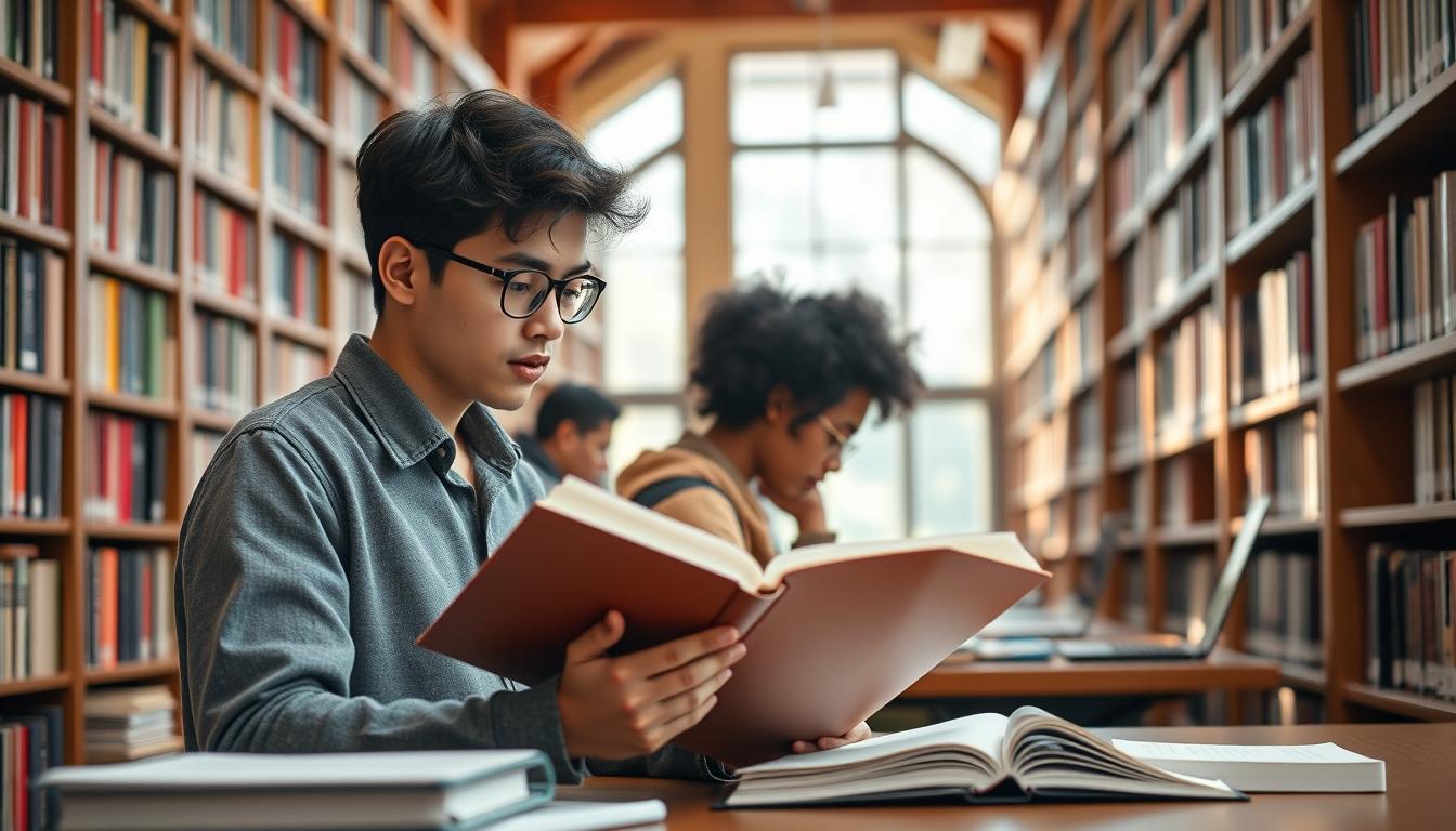 Student preparing for exams with study materials